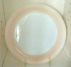 Plato de pastel vintage Anchor Hocking FIRE-KING brillo melocotón tinte cobre 9,25" como nuevo - Imagen 1 de 4