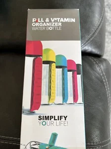 PILL & VITAMIN ORGANIZER WATER BOTTLE Red - Picture 1 of 5