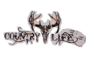 Country Life Deer Skull Decal Sticker Fit Car Truck SUV Jeep Window Camper RV - Bild 1 von 4
