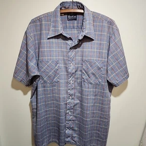 VTG  Dee Cee Shirt Men X Large Blue Plaid Short Sleeve Made In USA 17/17.5 Neck - Picture 1 of 9