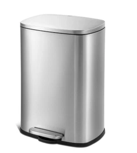 QUALIAZERO 50L/13Gal Stainless Steel Commercial/Kitchen Step Trash Can - Picture 1 of 4