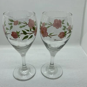 Franciscan Desert Rose 10oz 2 Wine Goblet Hand Painted Glass Set Mint 7 3/8” - Picture 1 of 4