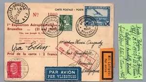 Karte Luftpost Ausstellung - Flugzeug Sabena - Brüssel Belgien 1933 - Bild 1 von 2