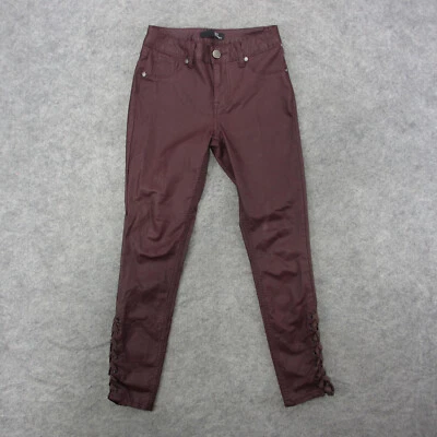 Pantalones de mezclilla ajustados AMISU recubiertos para mujer 4 rojos lavados oscuros de cuero sintético Foto 1 de 4