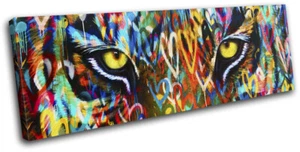 Tiger Eyes Urban Grunge Graffiti SINGLE CANVAS WALL ART Picture Print - Picture 1 of 1