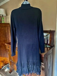 Venus Dark Blue Sweater Dress Sz M Whimsigoth Dark Fairy Lace Bottom - Picture 1 of 11