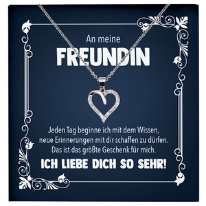 Freundin Jahrestag Geschenk Ich Liebe Dich Sterlingsilber Schmuck Halskette Herz - Bild 1 von 7