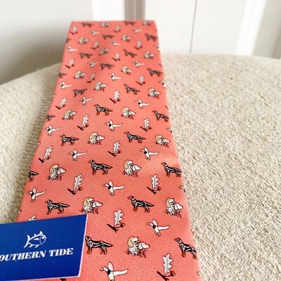 Nuevo con etiquetas Corbata de cuello Southern Tide melocotón puntero perro de caza DEADSTOCK primavera 2014 Foto 1 de 4
