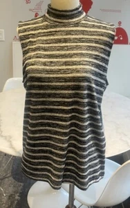NWOT RAG & BONE GRAY STRIPE MOCKNECK SLEEVELESS TOP. M - Picture 1 of 9