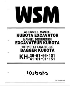 Kubota KH36 to 151 Series Backhoe Workshop Manual Delivered Today - Picture 1 of 3