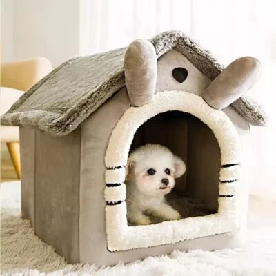 Indoor Warm Dog House Soft Pet Bed Tent House For Dogs Cat Bed Removable Cushion - Image 1 of 4