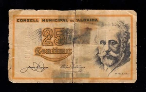 F.C. ALBAIDA (VALENCIA) , 25 CENTIMS 2ª EMISIÓN , R/C , PEGADO EN REVERSO . - Imagen 1 de 2