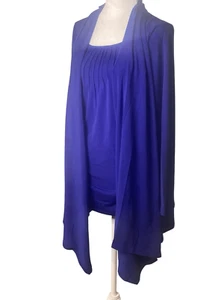 Susan Graver Womens 3X Liquid Knit Cardigan & Scoop Neck Tank Set Purple NWT - Picture 1 of 5