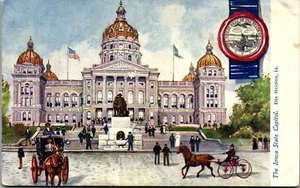 Vintage Tuck's Oilette Postcard IA State Capitol Des Moines IA 1908 Horse Buggy  - Picture 1 of 3