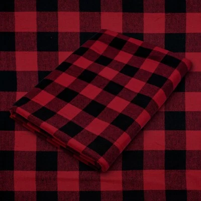 Red and Black Small Buffalo Plaid Cotton Flannel Fabric 60" Wide by the Yard - Image 1 of 4