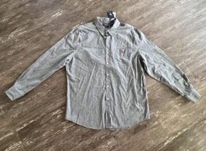 US Polo Assn Uomo Taglia XL Camicia Grigia Manica Lunga Camicia con Bottoni - Foto 1 di 12
