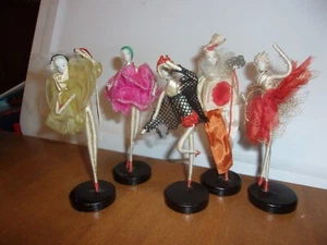 Porcelain Head Silk Wrapped Figurine Dolls, 5", Made in Japan - Picture 1 of 5