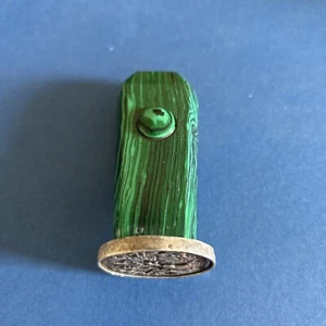 Antique French Desk Wax Seal. 19 Th Century. Silver And Malachite  - Picture 1 of 6