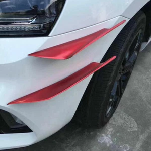 4x Front Red Auto Car Bumper Fin CanardS Splitter Diffuser Spoiler Lip Universal - Picture 1 of 7
