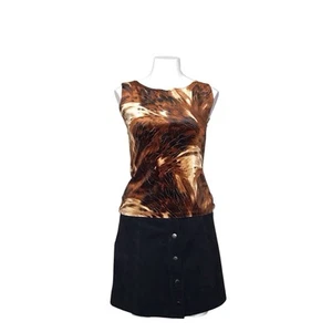 Vintage 90s Y2K RAVE Brown Animal Print Sleeveless Top Size M - Picture 1 of 11