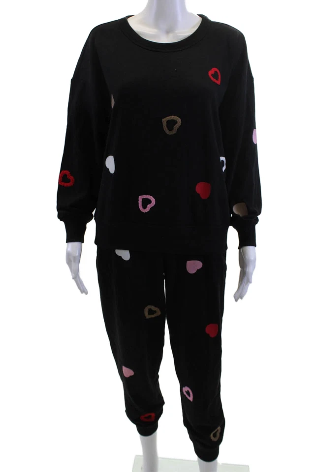 Sudadera Pullover Lou & Grey Mujer Negra Cuello Redondo Cordón Corazón Talla S Foto 1 de 4