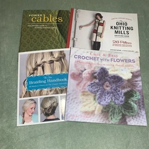 Lot Nice Cable Knitting & Crocheting Patterns Guides And Hair Braiding Books - Picture 1 of 11