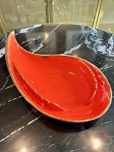 California Originals Pottery Ceramic Ashtray Vintage MCM Orange Gold 15” - Picture 1 of 6