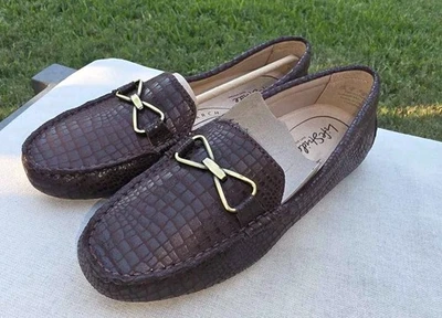 LifeStride 女式棕色 Croc 乐福鞋金色扣懒人鞋 Mocs 7.5W — 第 1/4 张图片