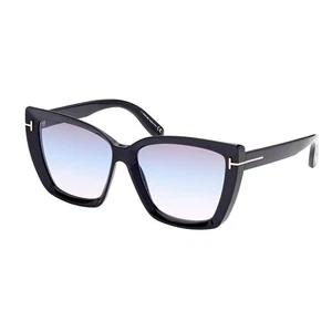 Tom Ford FT 0920 01B Shiny Black Plastic Square Sunglasses Blue Gradient Lens - Picture 1 of 3
