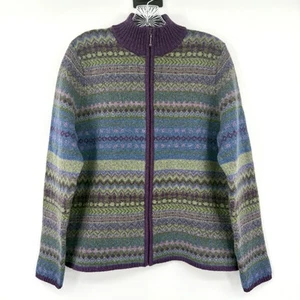Woolrich Pullover Damen XL Full Zip Cardigan Lammwolle Ski Nordic Fair Isle - Bild 1 von 10