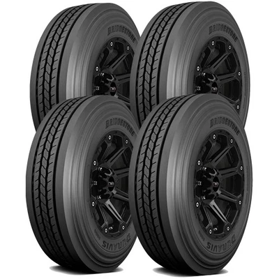 (QTY 4) 225/70R19.5 Bridgestone R238 Load Range G Black Wall Tires - Image 1 of 4