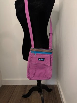 KAVU Canvas Crossbody Bag Purple Zip Pocket. Adjustable Strap Travel Pouch - Image 1 of 4