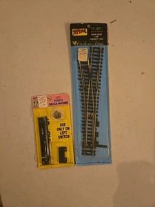 HO SCALE ATLAS #4 LEFT TURNOUT WITH ATLAS #52 LEFT REMOTE SWITCH NEW - Picture 1 of 6
