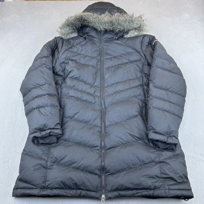 Columbia Jacket Womens 1X Black Puffer Duck Down Feather Faux Fur Trim Hood Coat - Image 1 of 4