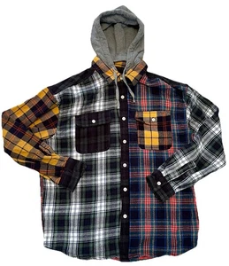 Camicia uomo American Eagle AEO multicolore a quadri casual cappuccio rimovibile taglia L - Foto 1 di 9