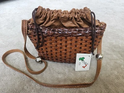 Vintage Avorio Leather Woven Hobo Bag Purse by Laura Alessandrini  - Image 1 of 4