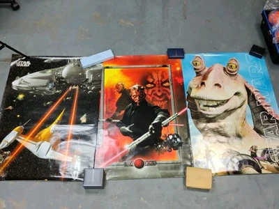 1999 Star Wars Phantom Menace Posters Jar Jar Binks Darth Maul Naboo Starfighter - Image 1 of 4