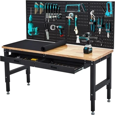 60 Inch Workbench for Garage 3000 Lbs Work Bench with Pegboard and Drawers - Image 1 of 4