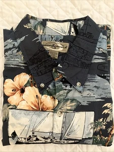 HOOK & TACKLE Herren Hawaii Hemd Fisch Angeln Segelboote Hibiskus Gr. 2XL Big - Bild 1 von 14