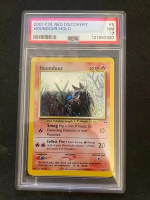2001 Pokemon Neo Discovery Houndour #5 Holo Unlimited PSA 7 - Image 1 of 2