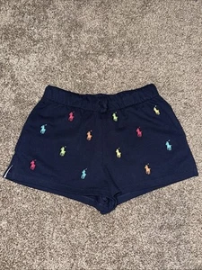 Polo Ralph Lauren Shorts Girls Med (8-10) Navy Pony Logo Embroidered Drawstring - Picture 1 of 6