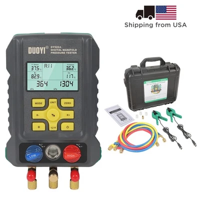 AC Gauges Digital HVAC Manifold Gauge Set 3 Way For R134a R12 R13 Refrigerats - Image 1 of 4