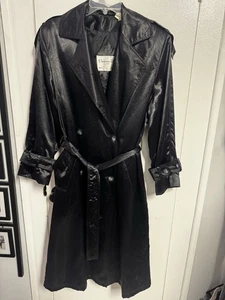 Christian Dior Trench Cappotto Donna Vintage Raso Nero Pizzo Tg M - Foto 1 di 9