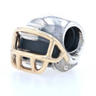 Nuevo Pandora Fútbol Casco Charm - Plata de Ley 14k Oro Amarillo Cuenta 790570 - Imagen 1 de 4