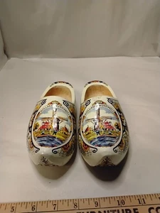 Paar handbemalte Holzschuhe mit Windmühlenmotiv 8 Zoll Holland - Bild 1 von 7