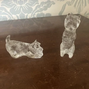 2 WATERFORD CRYSTAL WEST HIGHLAND TERRIER DOG ORNAMENTS - Picture 1 of 6