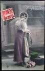 Lady Train Carriage Luggage Kiss See You Soon Vintage French Colour Pc 1913