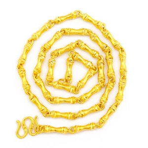 22K 24K Thai Baht Yellow Gold GP Filled Necklace 60cm 44Gram Jewelry 6 MM - Picture 1 of 7