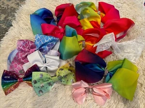 Hair Bows / LOT Of 12, Rainbow, Unicorn, Mermaid, Rhinestones- Clips & Barrettes - Picture 1 of 8