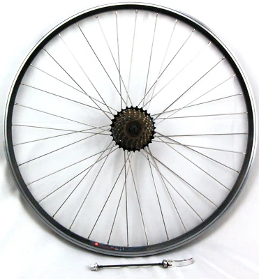 Hinterrad 28 Zoll Hohlkammerfelge Mach240 geöst + 7-fach Ritzelblock QR - Bild 1 von 4